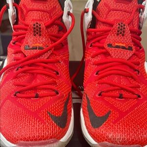 Nike Red and Black Mesh Sneakers LeBron XII